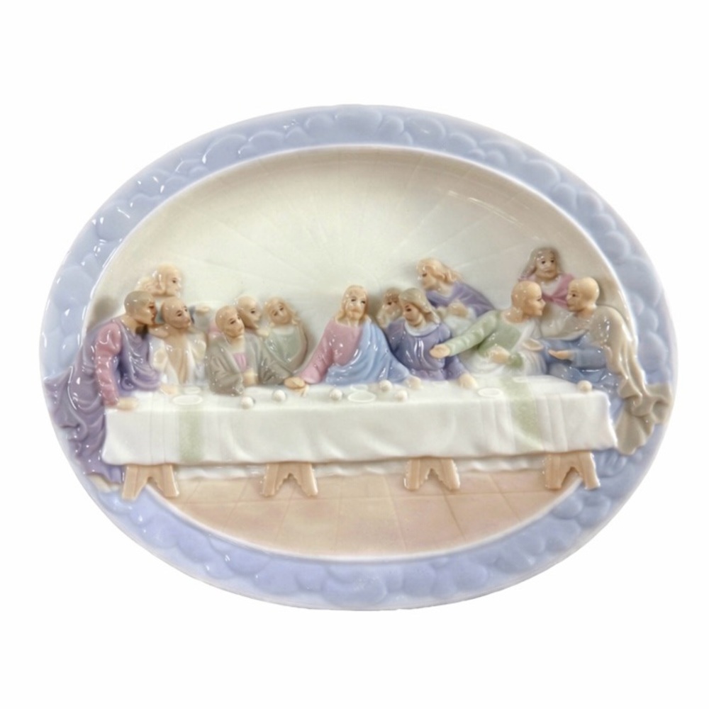 Roman Inc Valencia Last Supper Wall Plaque 2000 3D Relief Ceramic 9x7” Religious
